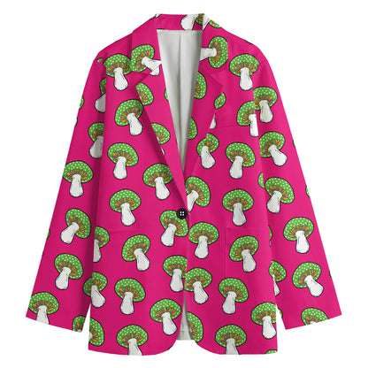 Crazy Mushroom Pattern Print Women's Blazer