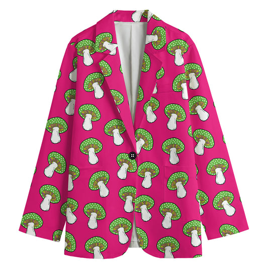 Crazy Mushroom Pattern Print Women's Blazer