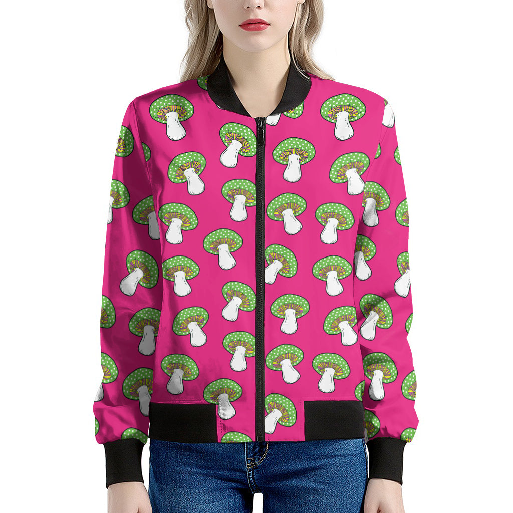 Crazy Mushroom Pattern Print Women's Bomber Jacket