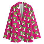 Crazy Mushroom Pattern Print Women's Cotton Blazer