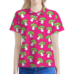 Crazy Mushroom Pattern Print Women's Polo Shirt