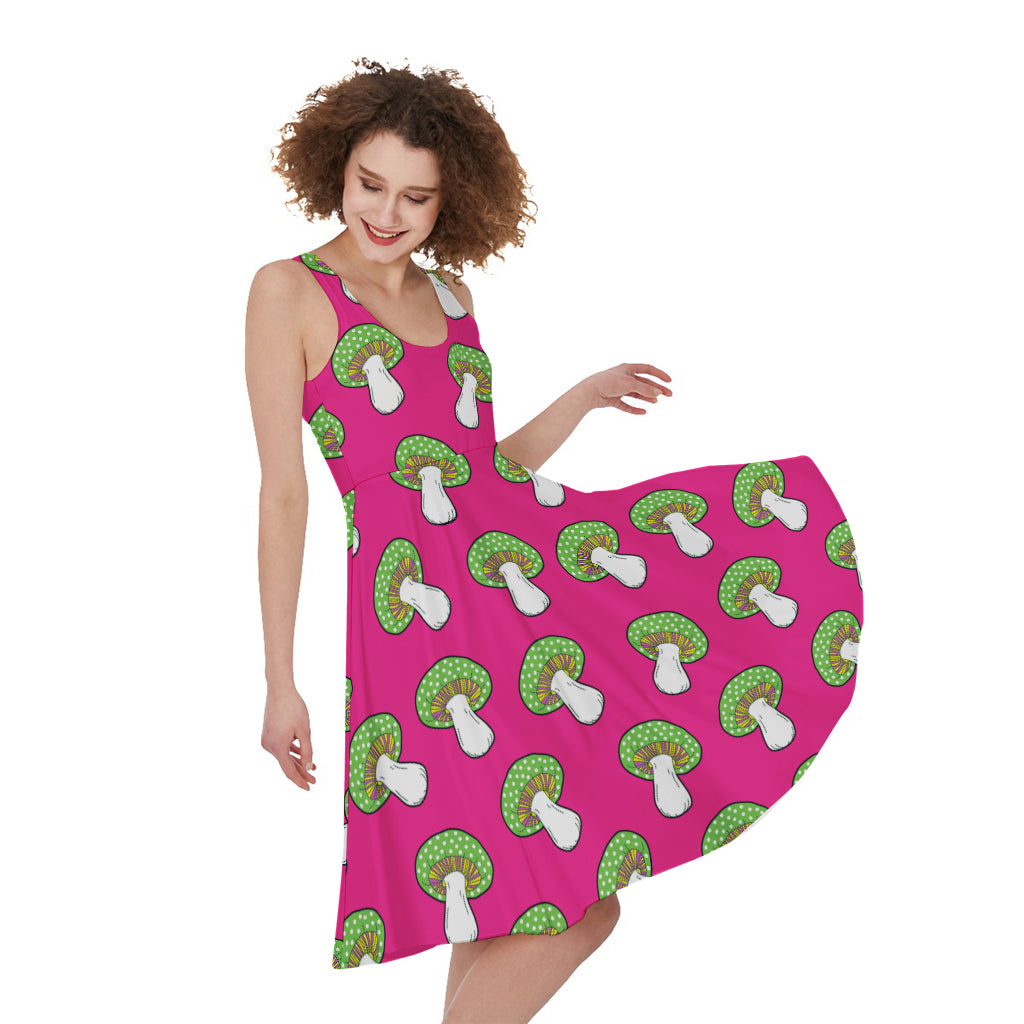 Crazy Mushroom Pattern Print Women's Sleeveless Dress