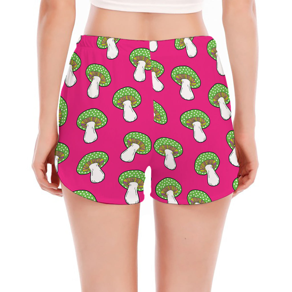 Crazy Mushroom Pattern Print Women's Split Running Shorts
