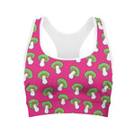 Crazy Mushroom Pattern Print Women's Sports Bra