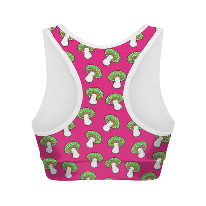 Crazy Mushroom Pattern Print Women's Sports Bra