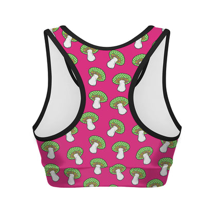 Crazy Mushroom Pattern Print Women's Sports Bra