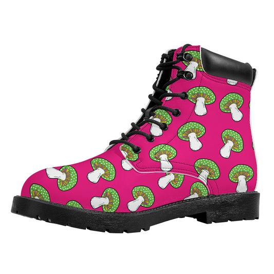 Crazy Mushroom Pattern Print Work Boots