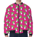 Crazy Mushroom Pattern Print Zip Sleeve Bomber Jacket