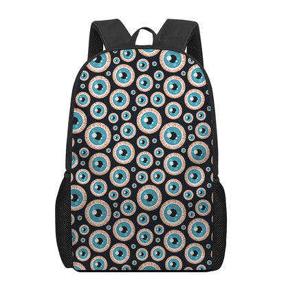Creepy Eyeball Pattern Print 17 Inch Backpack