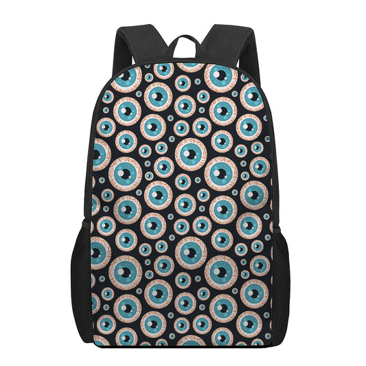 Creepy Eyeball Pattern Print 17 Inch Backpack