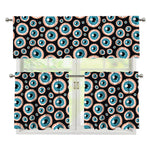 Creepy Eyeball Pattern Print 3 Piece Kitchen Curtains