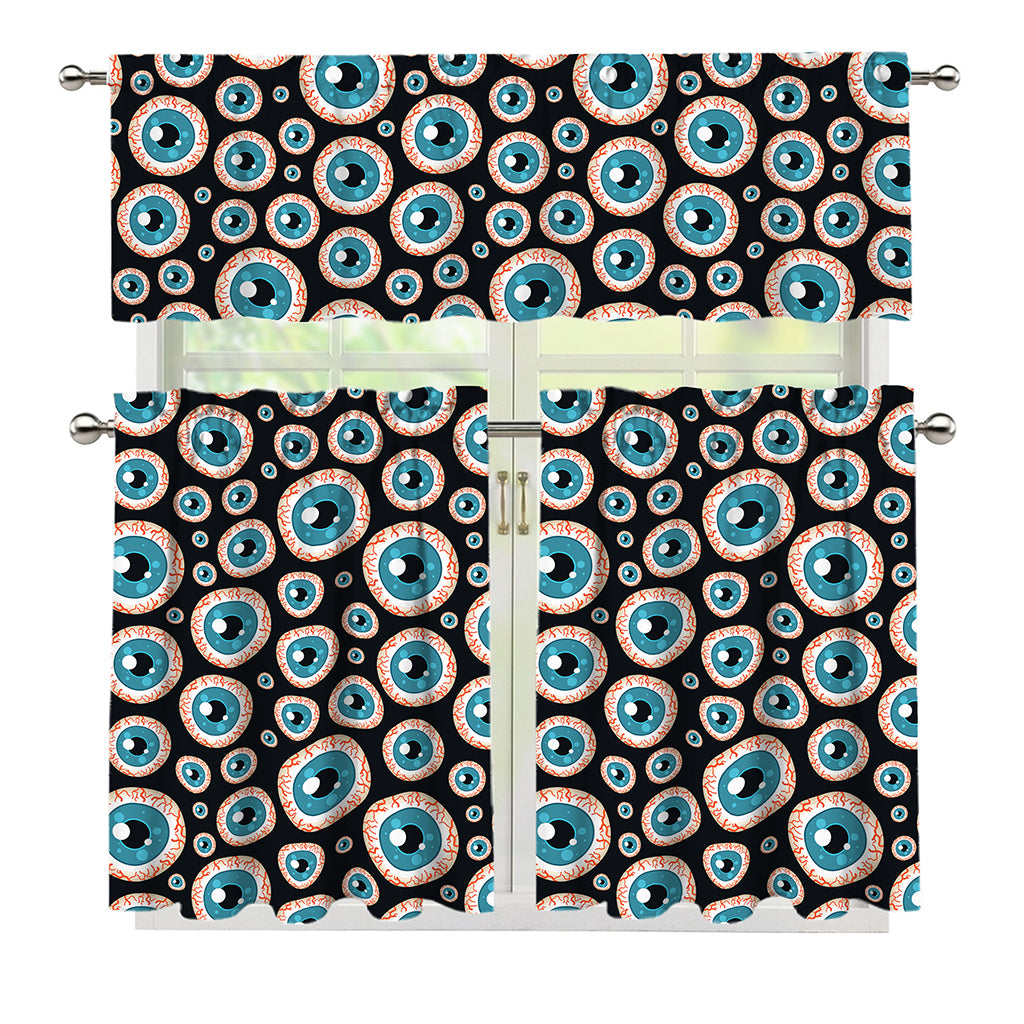 Creepy Eyeball Pattern Print 3 Piece Kitchen Curtains