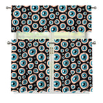 Creepy Eyeball Pattern Print 3 Piece Kitchen Curtains