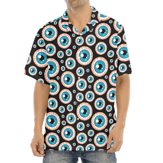 Creepy Eyeball Pattern Print Aloha Shirt