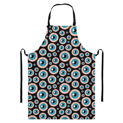 Creepy Eyeball Pattern Print Bib Apron With Pocket