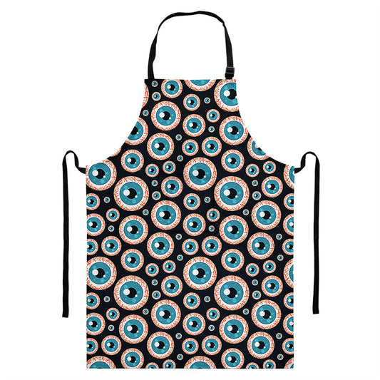 Creepy Eyeball Pattern Print Bib Apron With Pocket
