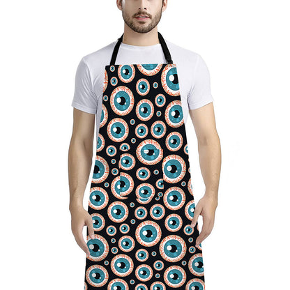 Creepy Eyeball Pattern Print Bib Apron With Pocket
