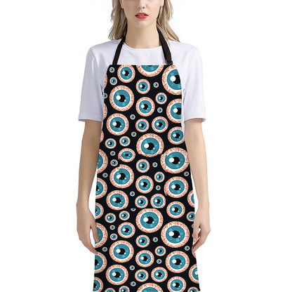Creepy Eyeball Pattern Print Bib Apron With Pocket