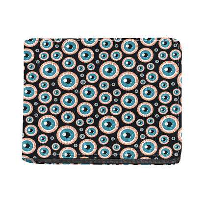 Creepy Eyeball Pattern Print Bifold Wallet