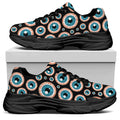 Creepy Eyeball Pattern Print Black Chunky Shoes