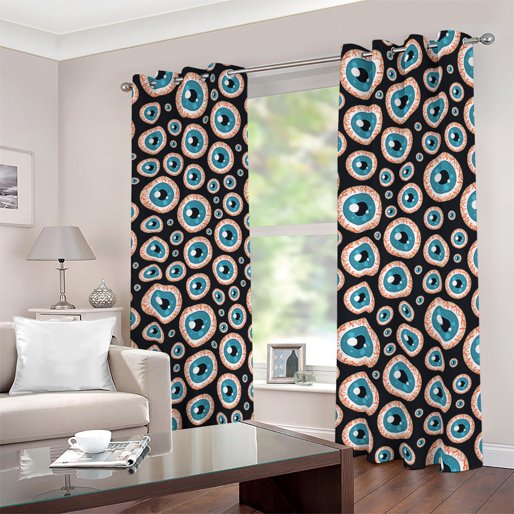 Creepy Eyeball Pattern Print Blackout Grommet Curtains