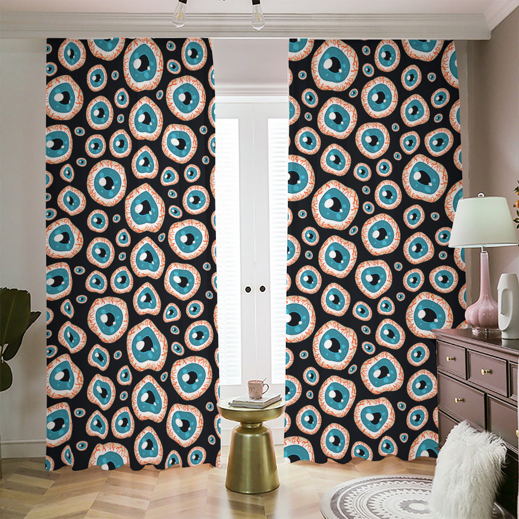 Creepy Eyeball Pattern Print Blackout Pencil Pleat Curtains