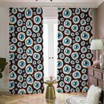 Creepy Eyeball Pattern Print Blackout Pencil Pleat Curtains