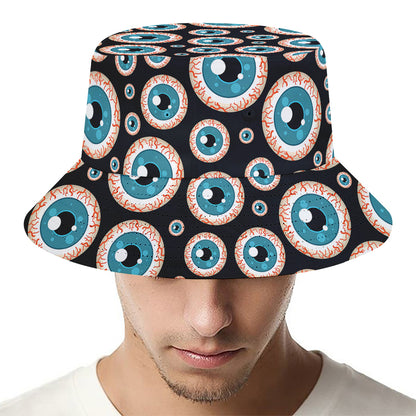 Creepy Eyeball Pattern Print Bucket Hat
