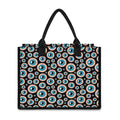 Creepy Eyeball Pattern Print Canvas Tote Bag