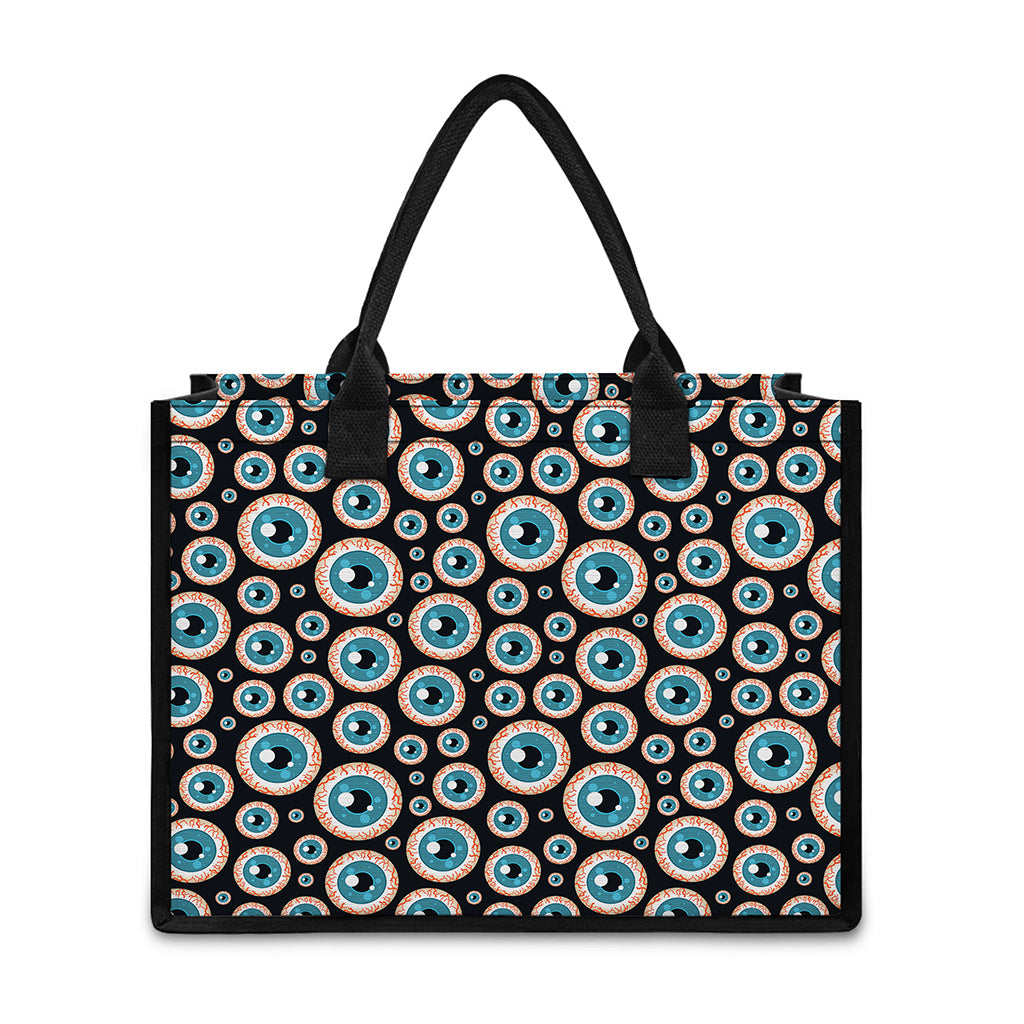 Creepy Eyeball Pattern Print Canvas Tote Bag