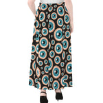 Creepy Eyeball Pattern Print Chiffon Maxi Skirt