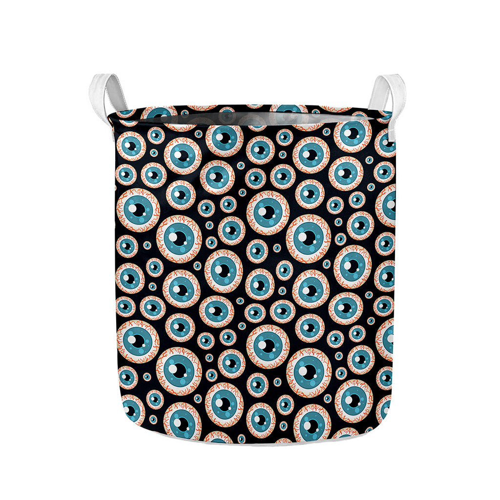Creepy Eyeball Pattern Print Collapsible Laundry Basket