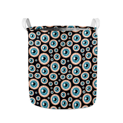 Creepy Eyeball Pattern Print Collapsible Laundry Basket
