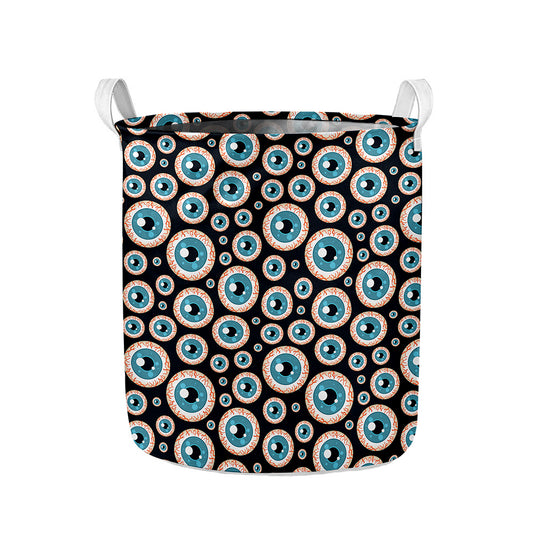 Creepy Eyeball Pattern Print Collapsible Laundry Basket