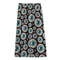 Creepy Eyeball Pattern Print Cotton Front Slit Maxi Skirt