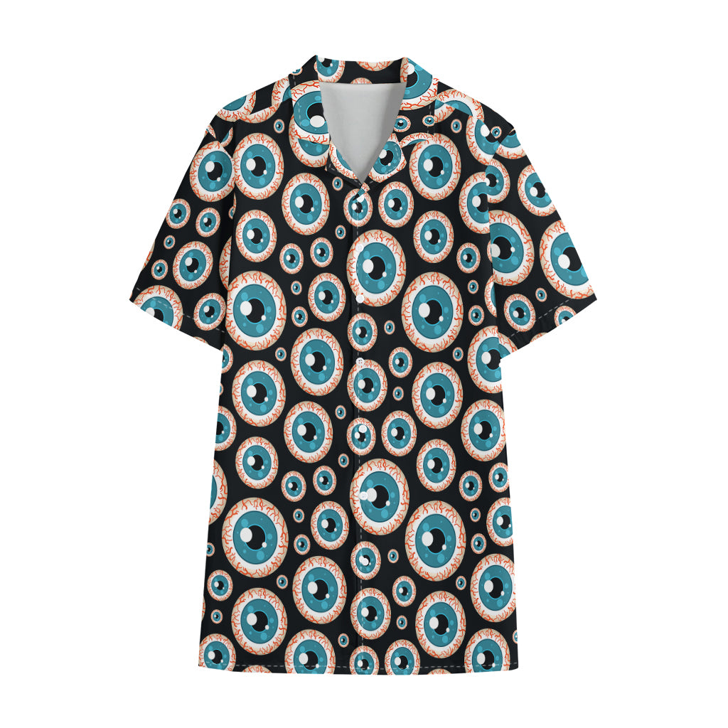 Creepy Eyeball Pattern Print Cotton Hawaiian Shirt