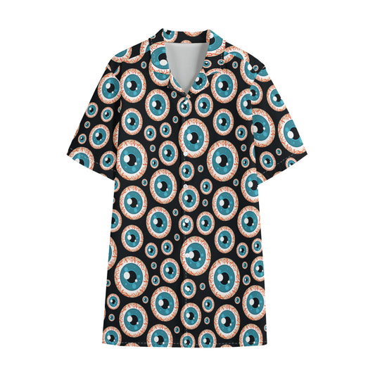 Creepy Eyeball Pattern Print Cotton Hawaiian Shirt