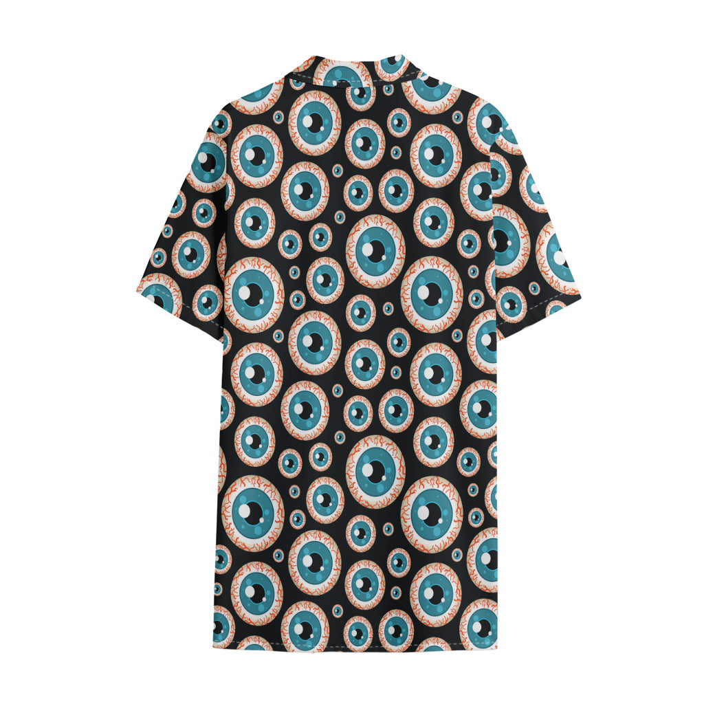 Creepy Eyeball Pattern Print Cotton Hawaiian Shirt