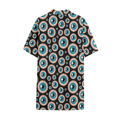 Creepy Eyeball Pattern Print Cotton Hawaiian Shirt