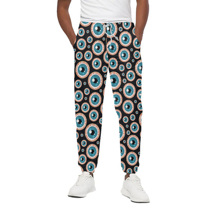 Creepy Eyeball Pattern Print Cotton Pants