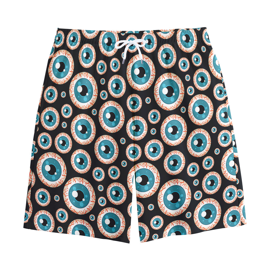 Creepy Eyeball Pattern Print Cotton Shorts