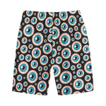 Creepy Eyeball Pattern Print Cotton Shorts