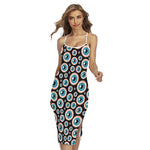 Creepy Eyeball Pattern Print Cross Back Cami Dress