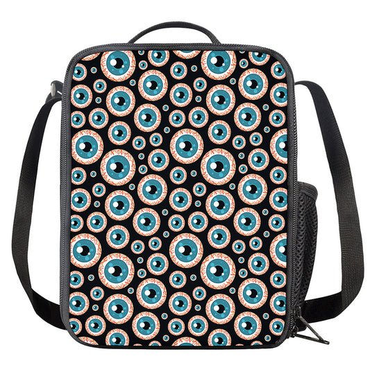 Creepy Eyeball Pattern Print Crossbody Lunch Bag