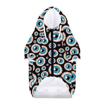 Creepy Eyeball Pattern Print Dog Zip Up Hoodie