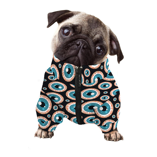 Creepy Eyeball Pattern Print Dog Zip Up Jacket