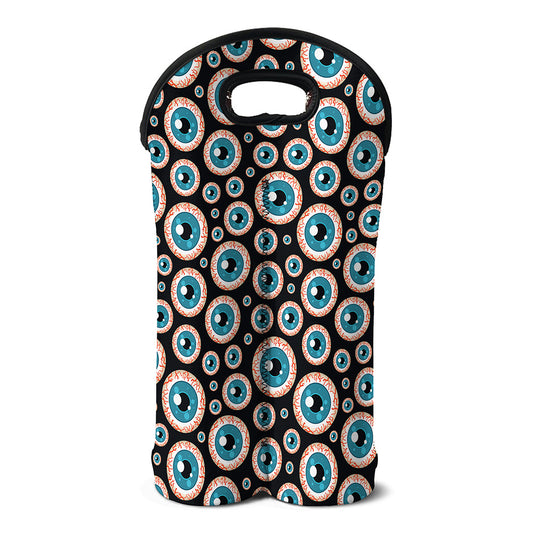 Creepy Eyeball Pattern Print Double Neoprene Wine Tote