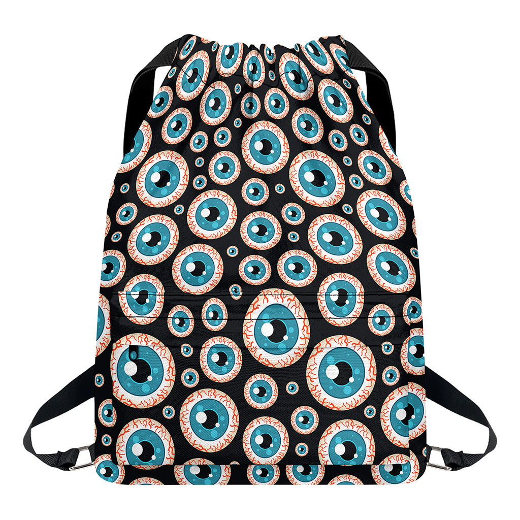 Creepy Eyeball Pattern Print Drawstring Backpack