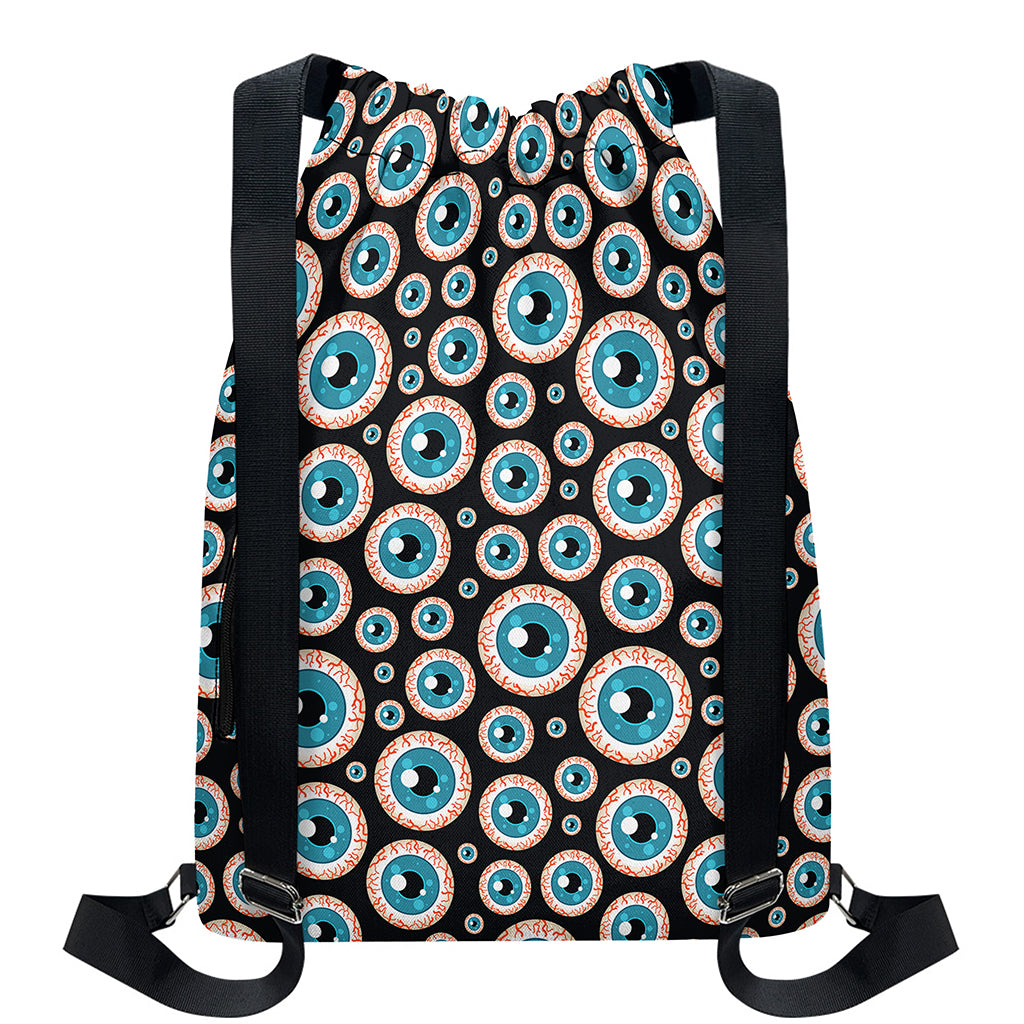 Creepy Eyeball Pattern Print Drawstring Backpack
