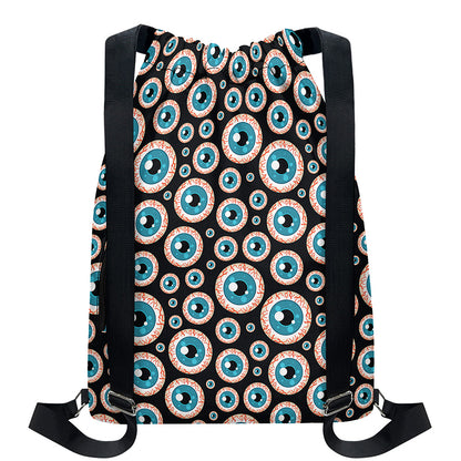 Creepy Eyeball Pattern Print Drawstring Backpack